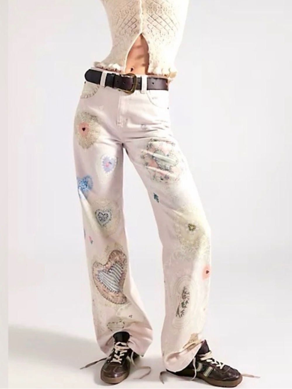 NWT We The Free Free People 27 Tinsley Illusions Heart Printed Jeans